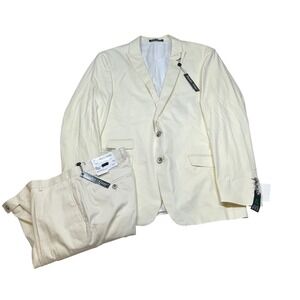Paisley & Gray Slim‎ Fit Suit Mens 44R 2 Piece Pants 32x30 Cream Color NWT